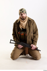 Whole Body Weapons-Rifle Man Pose with machine rifle White Army Athletic Bearded Studio photo references